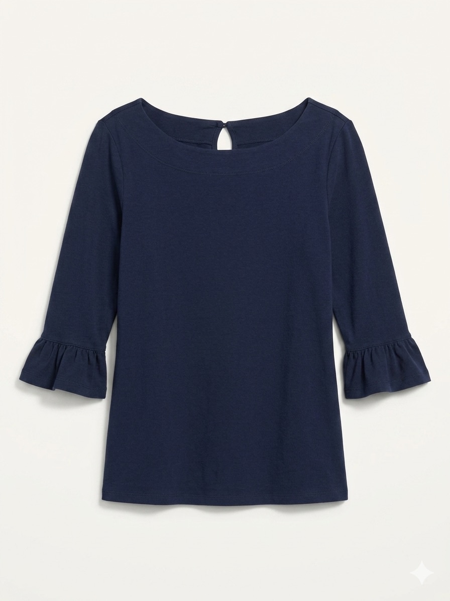Lilly Pulitzer Navy Blue Ruffle Sleeve Top - Size Xs
